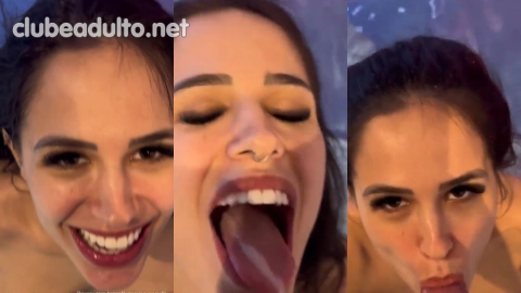 María Eugenia practicando sexo oral con líquido seminal en la boca