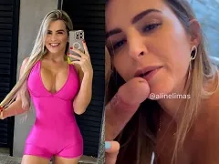 Aline Limas chupando y extrayendo leche deliciosa