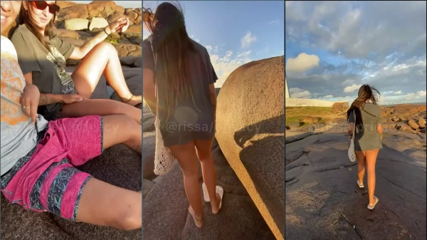 Rissa se dio placer con su pobre novio en la playa