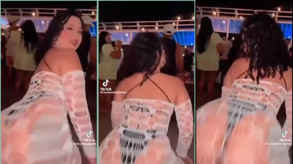 Carolayne Rocha meneando su prominente trasero en la celebración en ajustada ropa interior