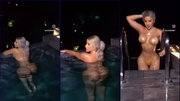 Alexandra causando sensación con su llamativo bikini, dejando entrever sin mostrarlo todo