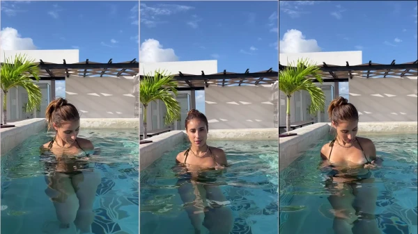 Dribrazil porno casero mostrando sus tetas naturales y firmes en la piscina