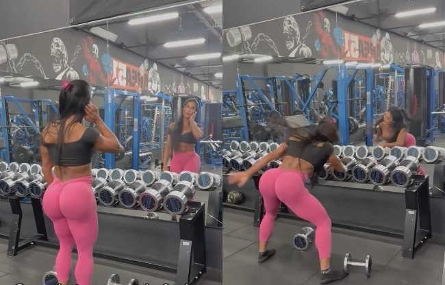 Gracyanne Barbosa sacudiendo su culo caliente en el gimnasio