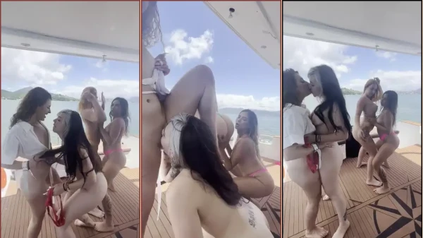 Kinechan y sus sexys amigas se divierten juntas sin ropa en el barco del hombre mayor rico