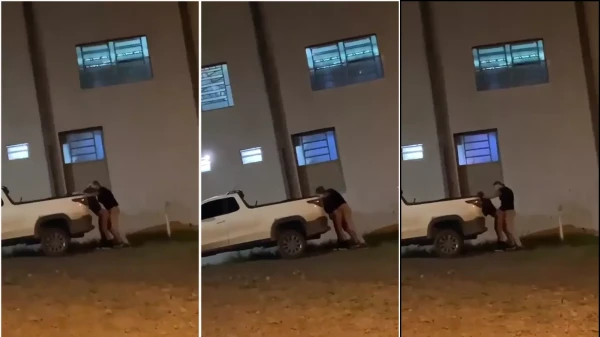 Video casero muestra a una pareja follando caliente por la noche detrás del auto